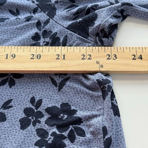 J. Jill Top Large Blue Floral Wearever Collection Pleated Back Tunic Lagenlook - Picture 3 of 7